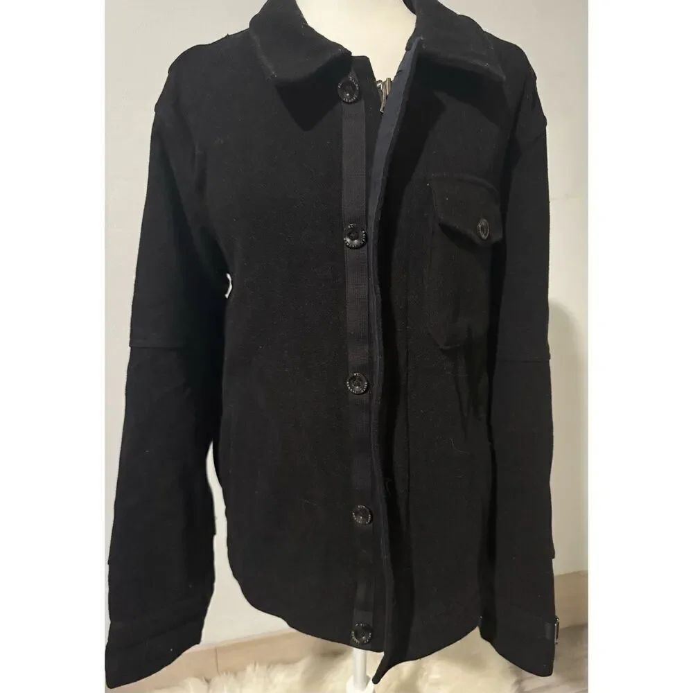 Polo Ralph Lauren black thick zip up front jacket wool blend L